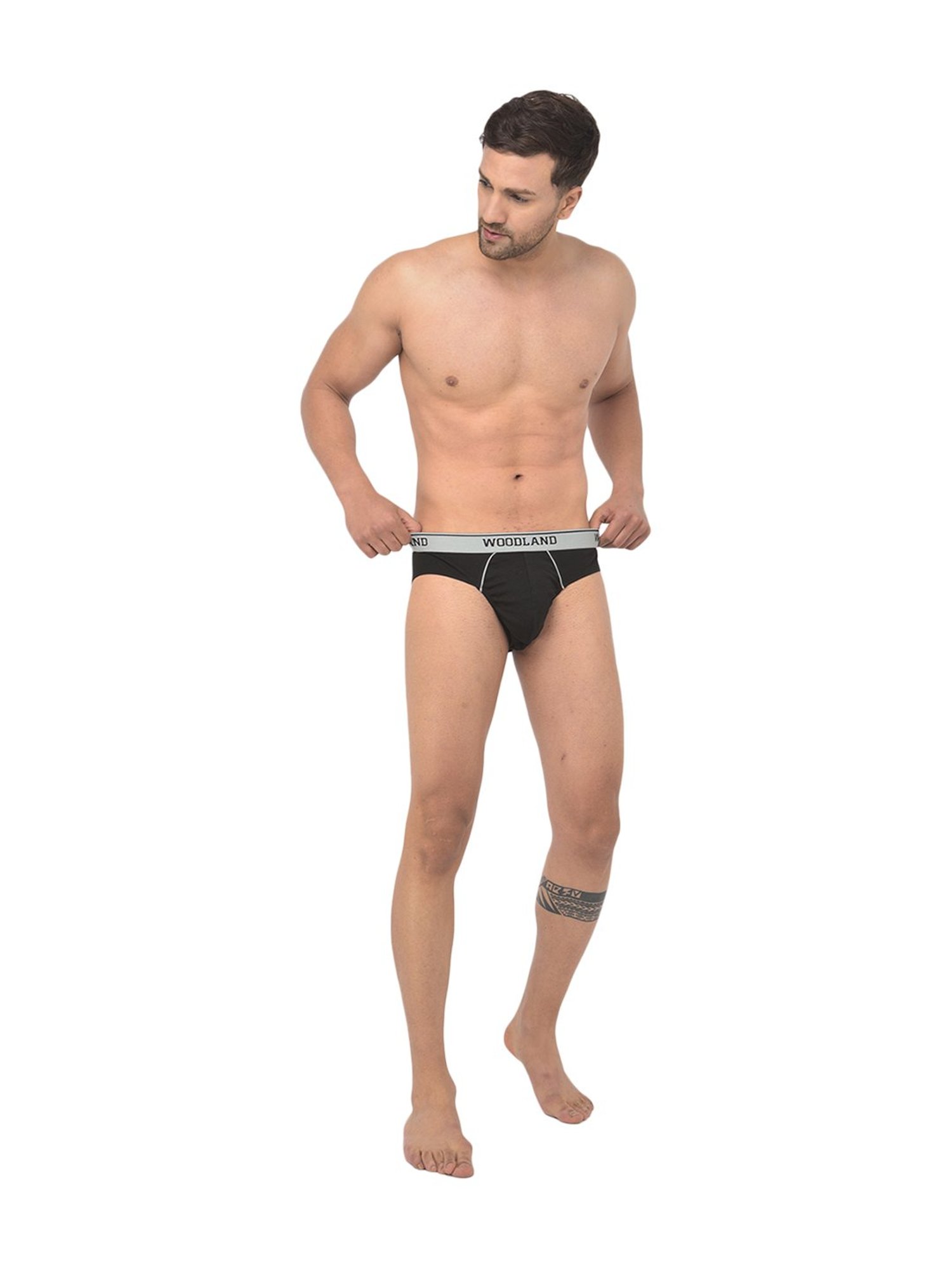 Woodland Black Solid Briefs
