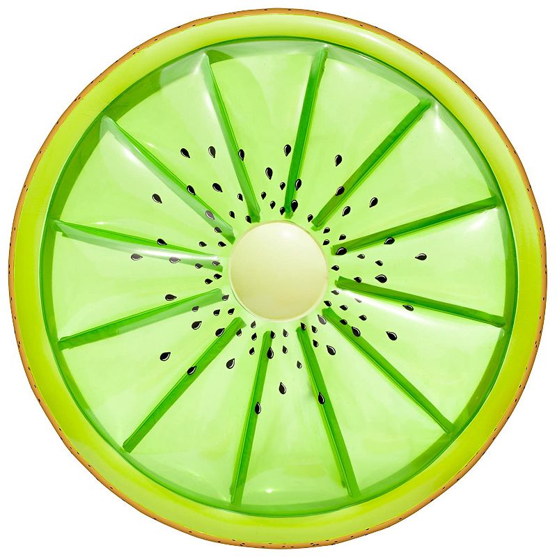 Sportsstuff Fruit Series 62 Inch Round Inflatable Kiwi Swimming Pool Water Raft Floating Lounger for Pools, Lakes, and Rivers, Green