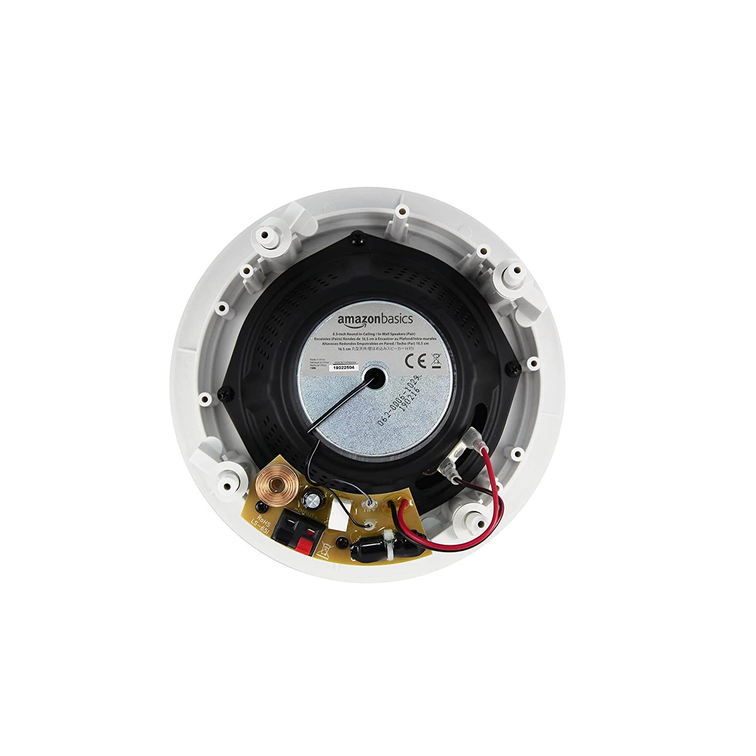 AmazonBasics 6.5" Round In-Ceiling In-Wall Mounted Speakers, Set of 2