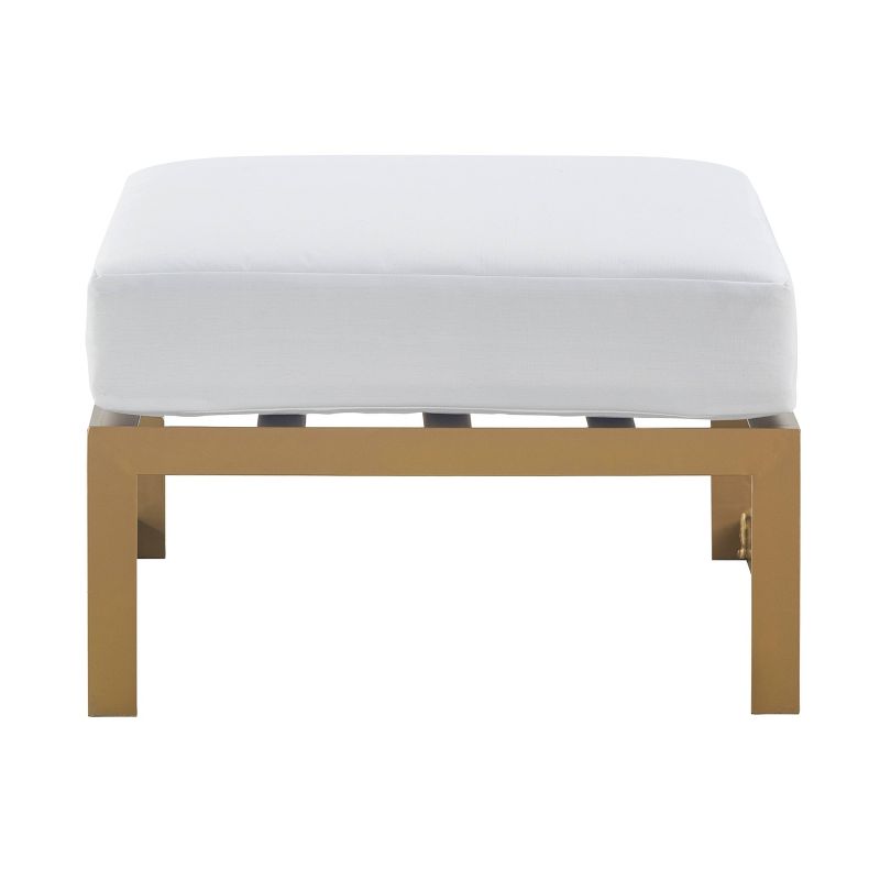 Newbury Premium Grade A Teak Wood Patio Ottoman White - Modway