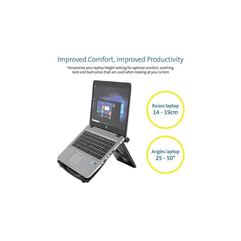 Easy Riser Portable Ergonomic Laptop Cooling Stand (12"-17") for Laptops, Chromebooks Macbooks and Wacom Devices &ndash; Black (K52788WW)