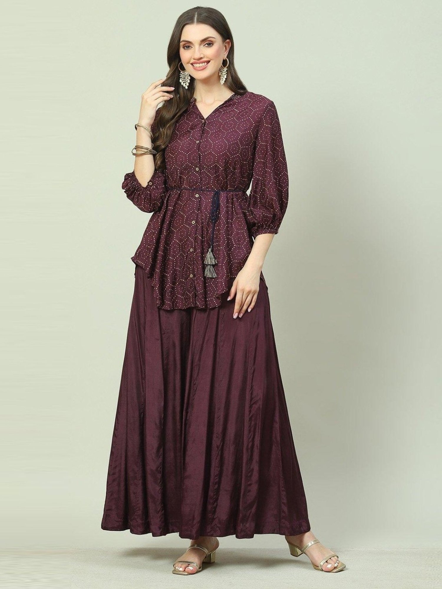 Biba Purple Printed Liva Tunic Pant Set