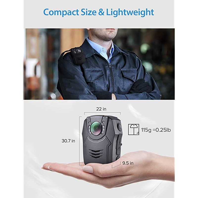 PD50 Body Camera 64GB 1296P Body Worn Mounted Camera Lightweight Smart Fast Charging Night Vision Cam 150 Degree Angle Playback 5-7Hours Recording (64G) (32GB)