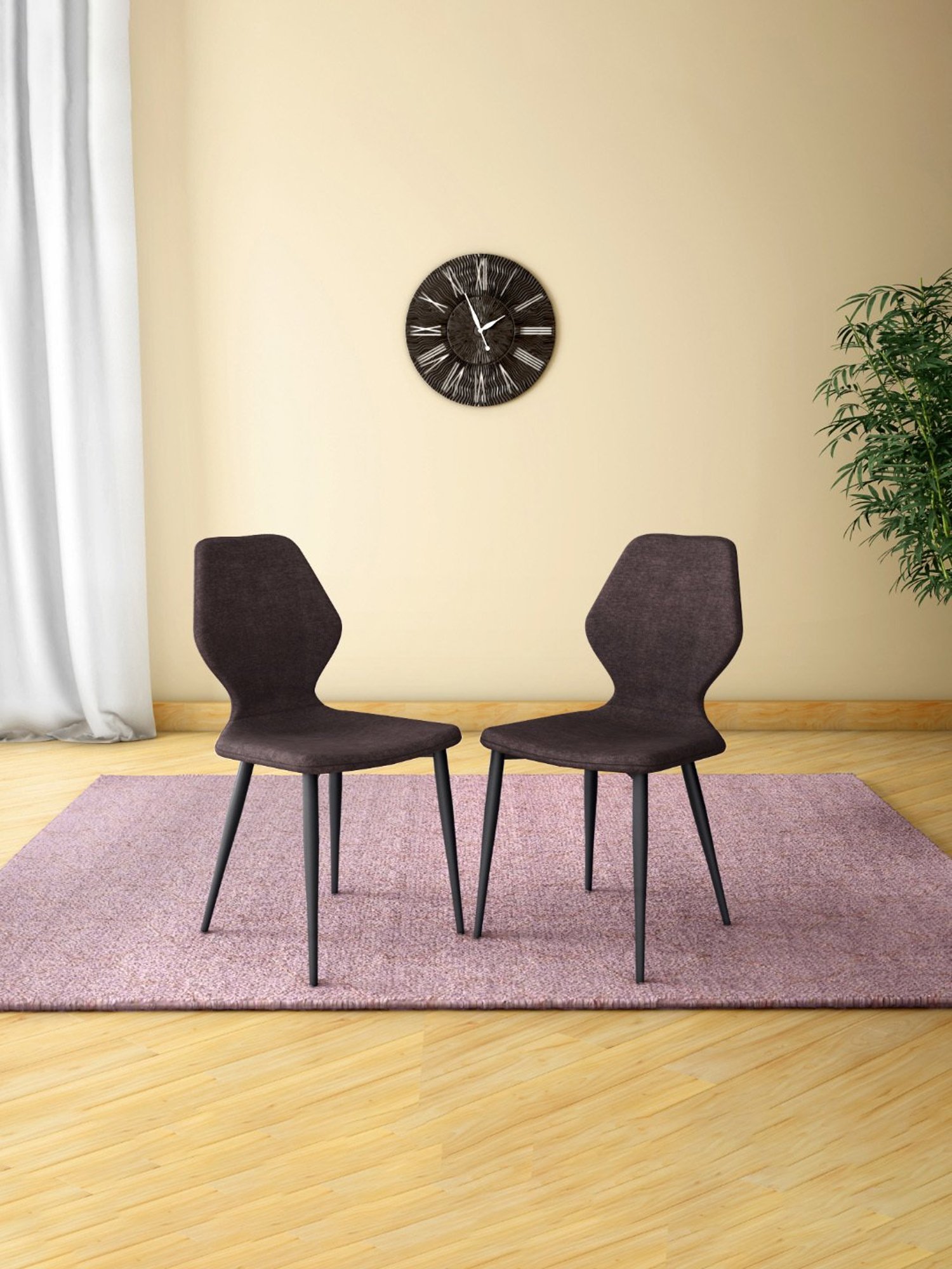 Godrej Interio Mulberry Maroon Mild Steel Dining Chair (Set of 2)