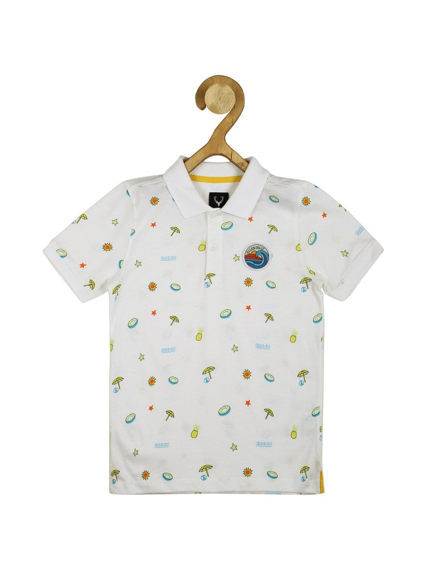 Allen Solly Junior Yellow Logo Print Polo T-Shirt