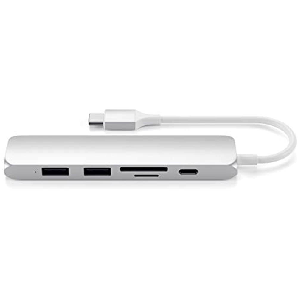 Satechi Slim Aluminum Type-C Multi-Port Adapter V2 with USB-C PD, 4K HDMI (30Hz), Micro/SD Card Readers, USB 3.0 - Compatible with 2020/2018 MacBook Pro, 2020/2019/2018 MacBook Air, 2020/2018 iPad Pro