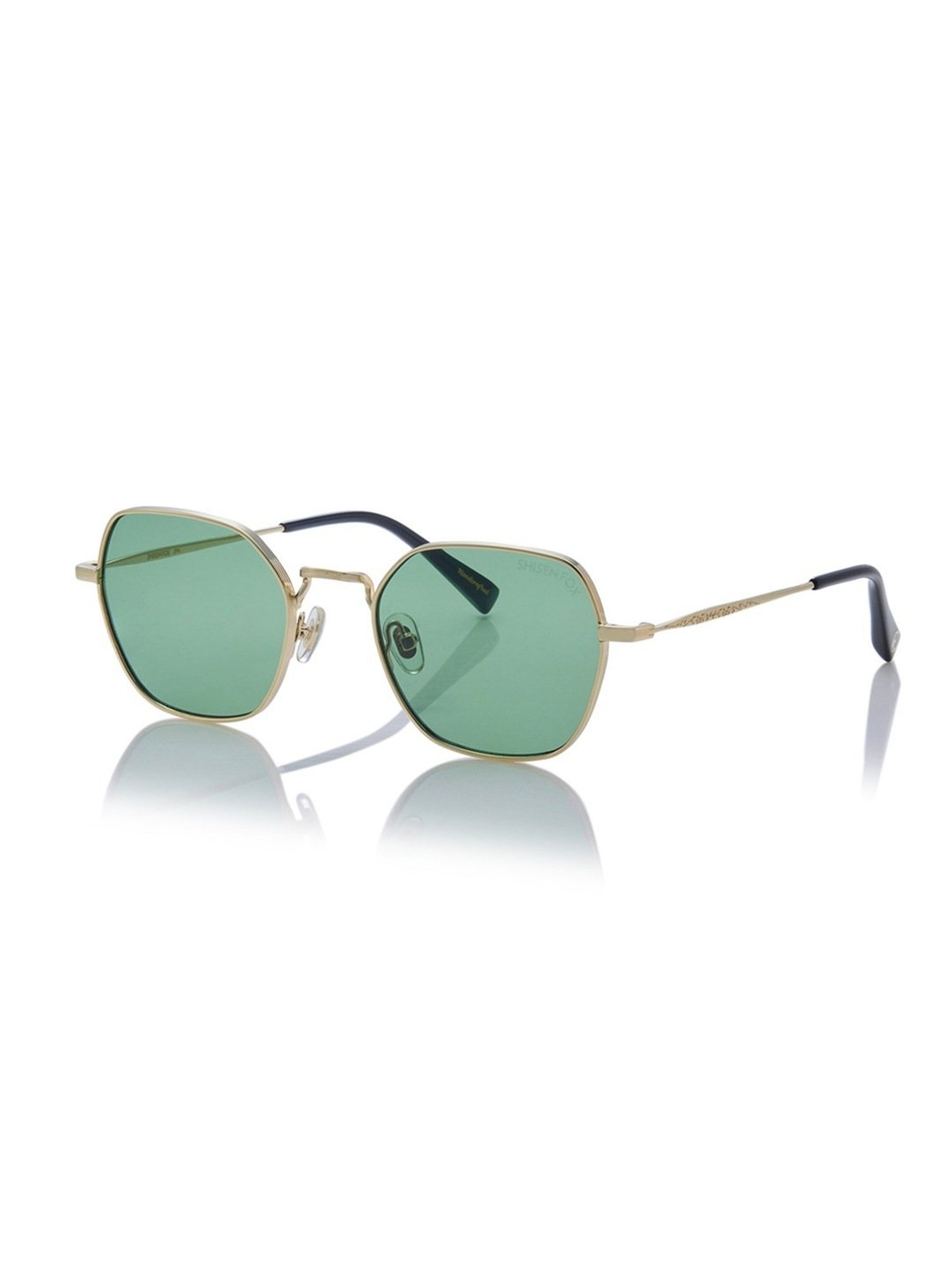 Shisen Fox Green Oval Unisex Sunglasses
