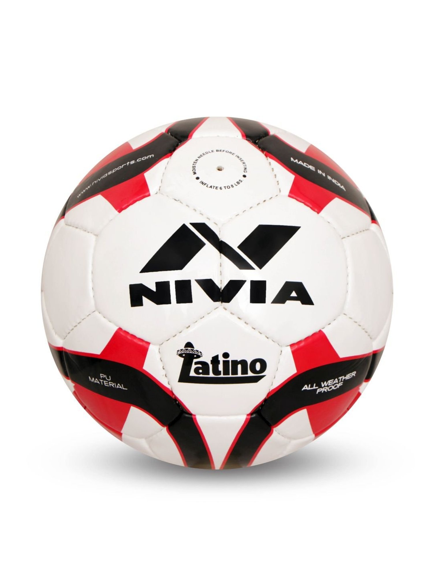 Nivia Latino White & Red Football (Size-5)