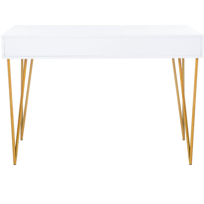 Pine Two Drawer Desk - White/Gold - Safavieh
