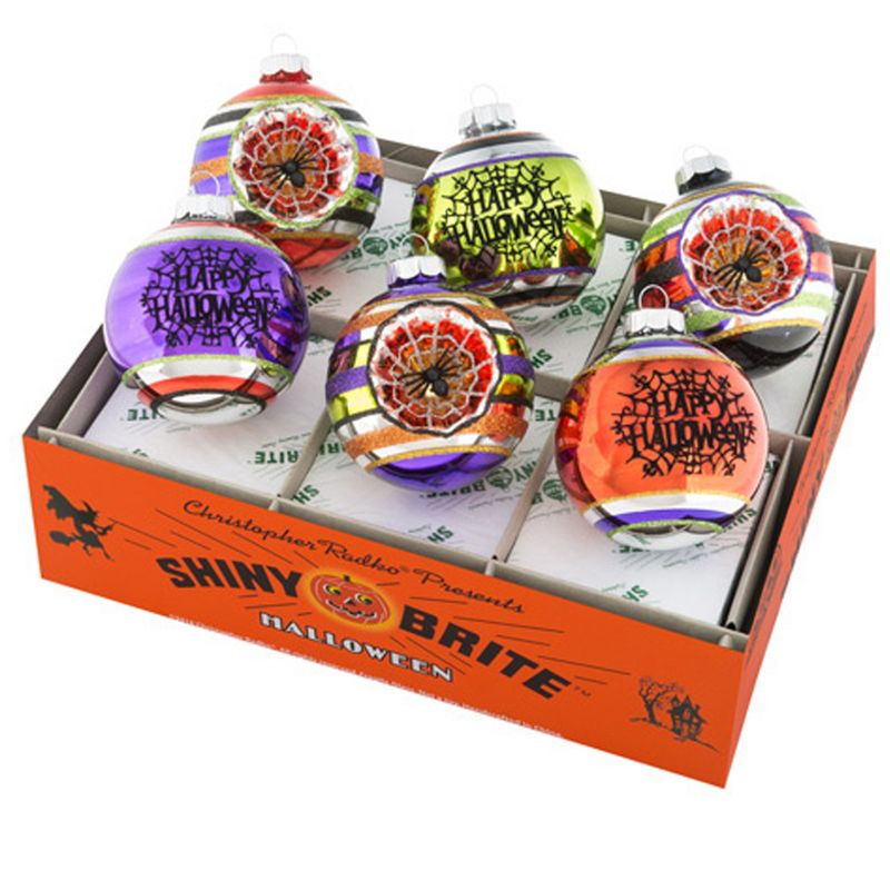 Shiny Brite 3.0" Halloween Dec Rounds Reflector Spiders Spooky  -  Ornament Sets
