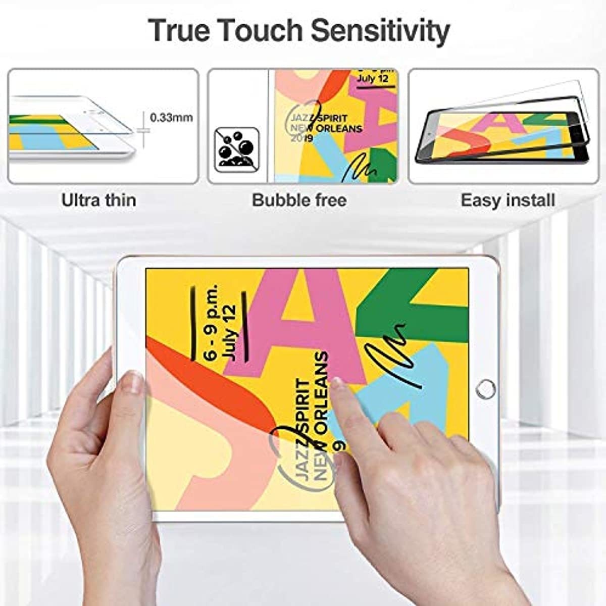 ProCase iPad 10.2 7th Generation 2019 Tempered Glass Screen Protector(2 Pack) Bundle with iPad 10.2 7th Gen 2019 Privacy Screen Protector