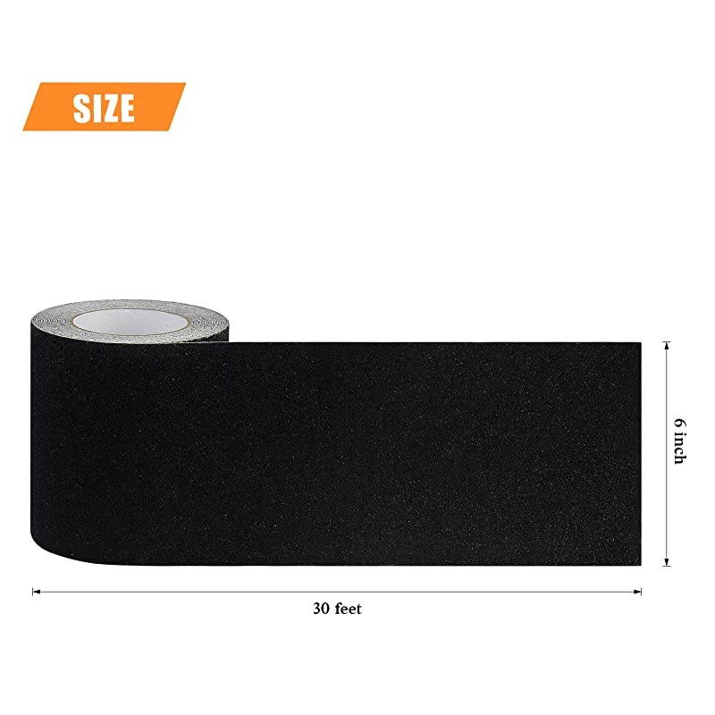 6quot &times; 30 Feet Anti Slip Traction Tape High Traction Friction Abrasive Adhesive Stairs Step Grip Tape Grit Non Slip Outdoor Non Skid Treads Black