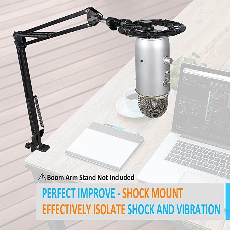 Blue Yeti Shock Mount with Foam Windscreen Alloy Shockmount Reduces Vibration With Blue Yeti Pop Filter Compatible for Blue Yeti and Yeti Pro Microphone by