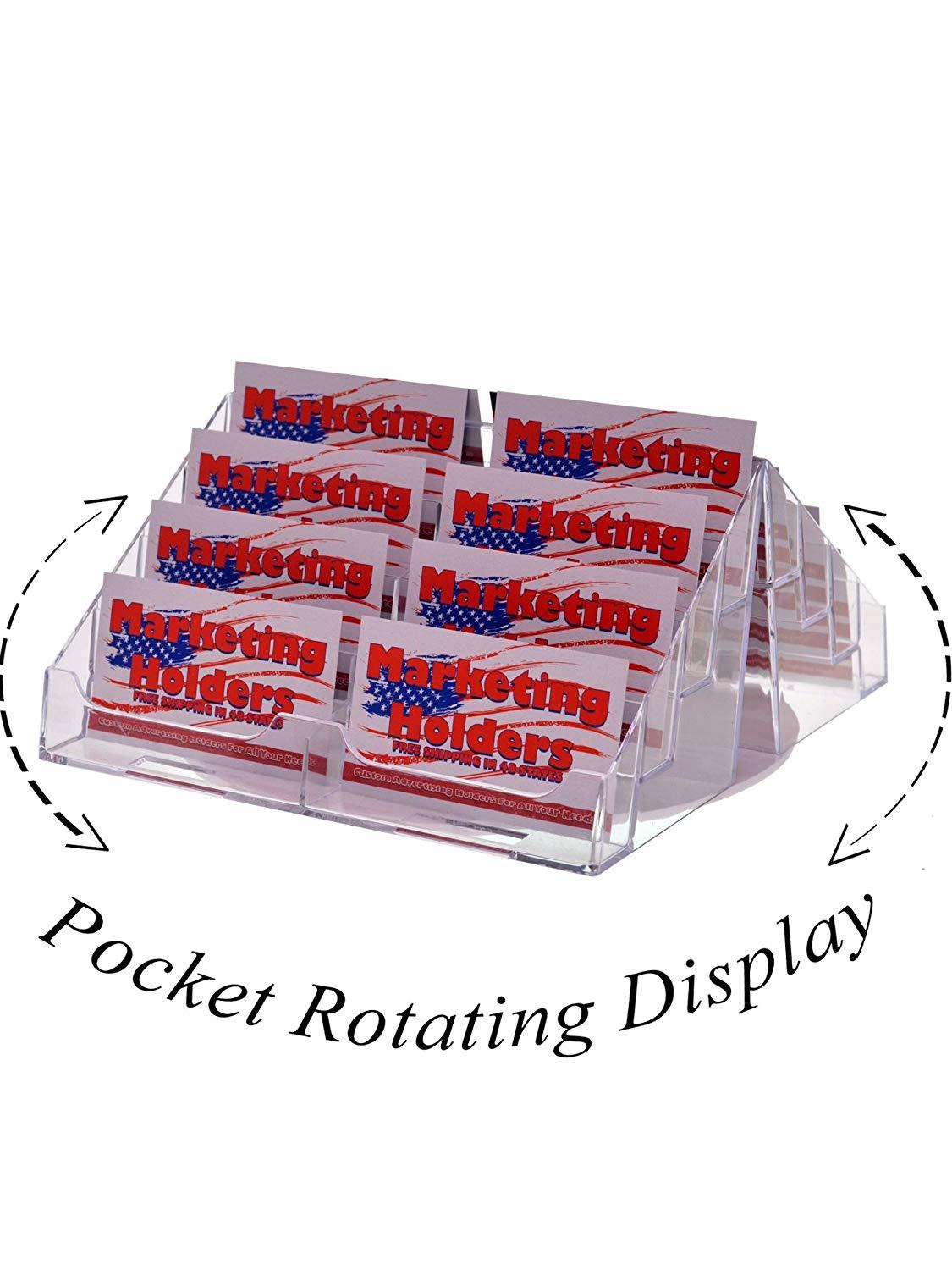 Marketing Holders Medical Office Acrylic Supplies 16 Pocket Rotating Business Card Holder Countertop Display