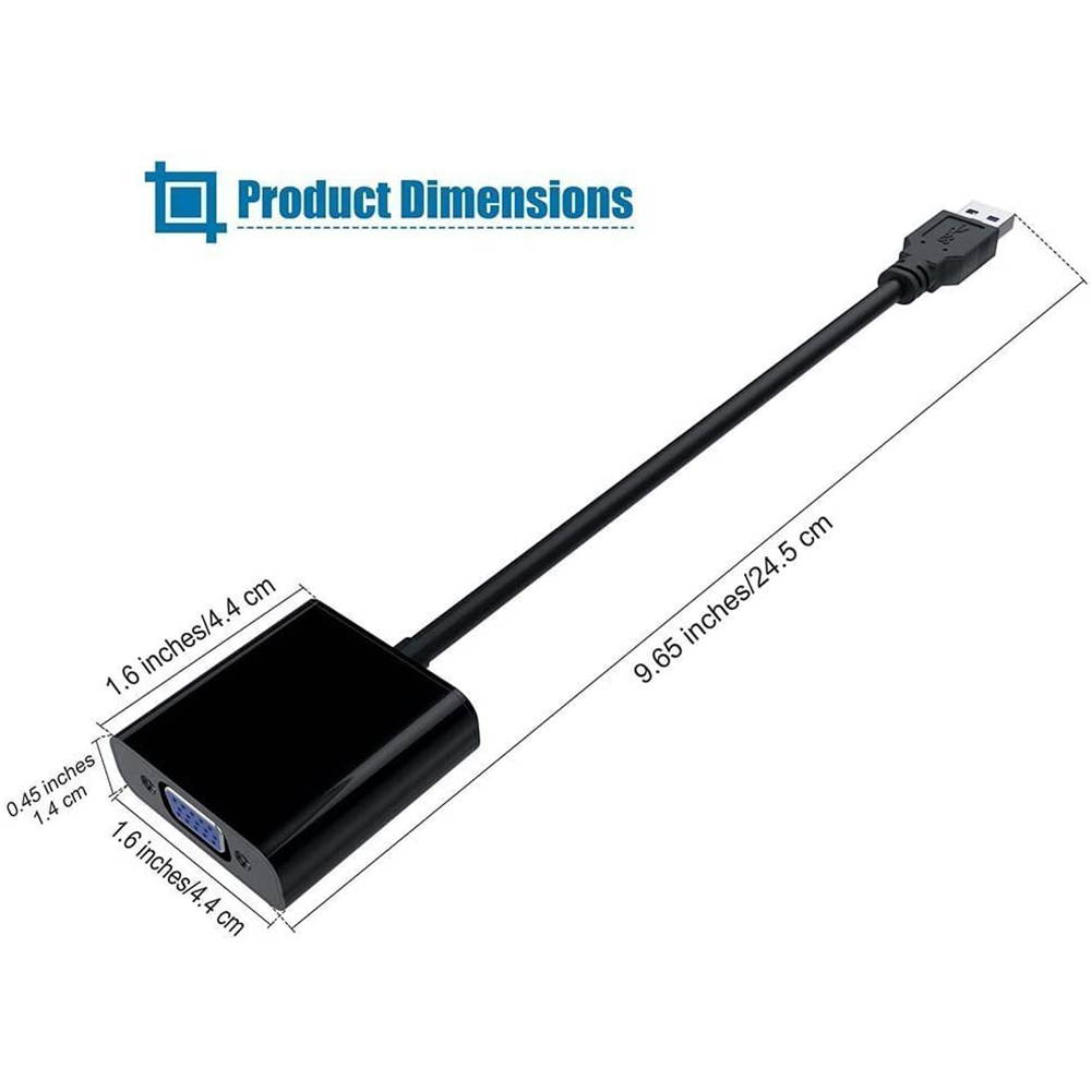High Speed USB 3.0 to VGA Adapter Converter,Display Port to vga,Support Max Resolution 1080p for Windows 7/8/8.1/10 Desktop Laptop PC Monitor Projector HDTV etc.