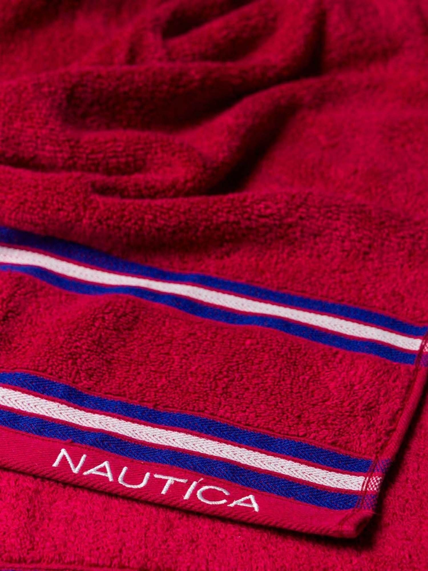 Nautica Vintage Crew Stripe Burgundy Cotton 500 GSM Super Soft Zero Twist Hand Towel - Set of 2