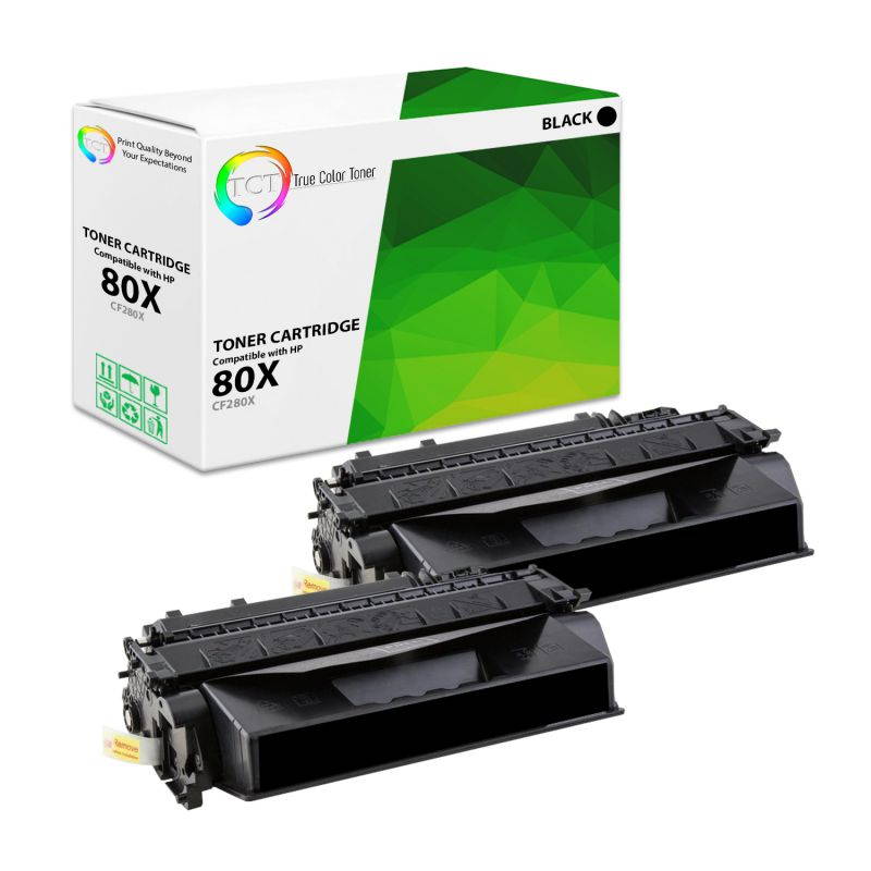 TCT Premium Compatible Toner Cartridge Replacement for HP 80X CF280X Black High Yield works with HP LaserJet Pro 400 M401A M401D M401N, M401DN M401DNE M401DW MFP Printers (6,900 Pages) - 2 Pack
