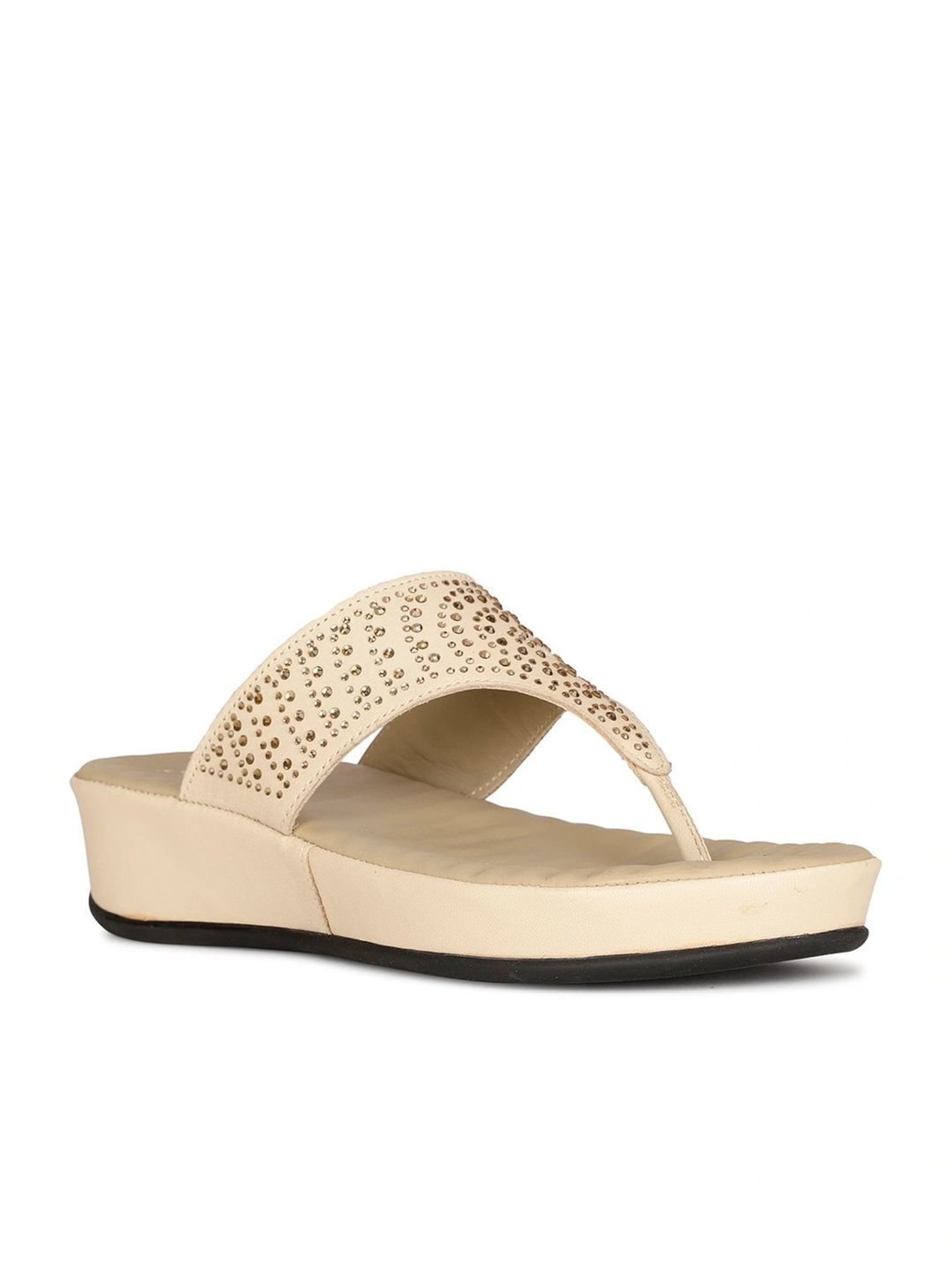 Scholl by Bata Women's POPPY Beige Thong Wedges