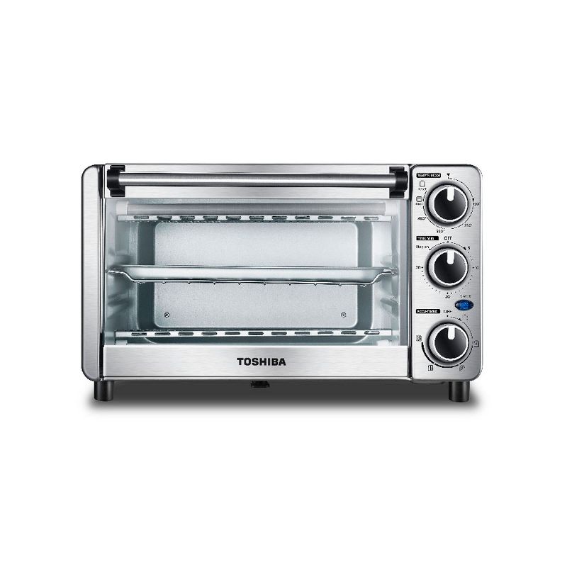 Toshiba MC25CEY-BS 6 Slice Small Stainless Convection Pizza Toaster Oven, Black