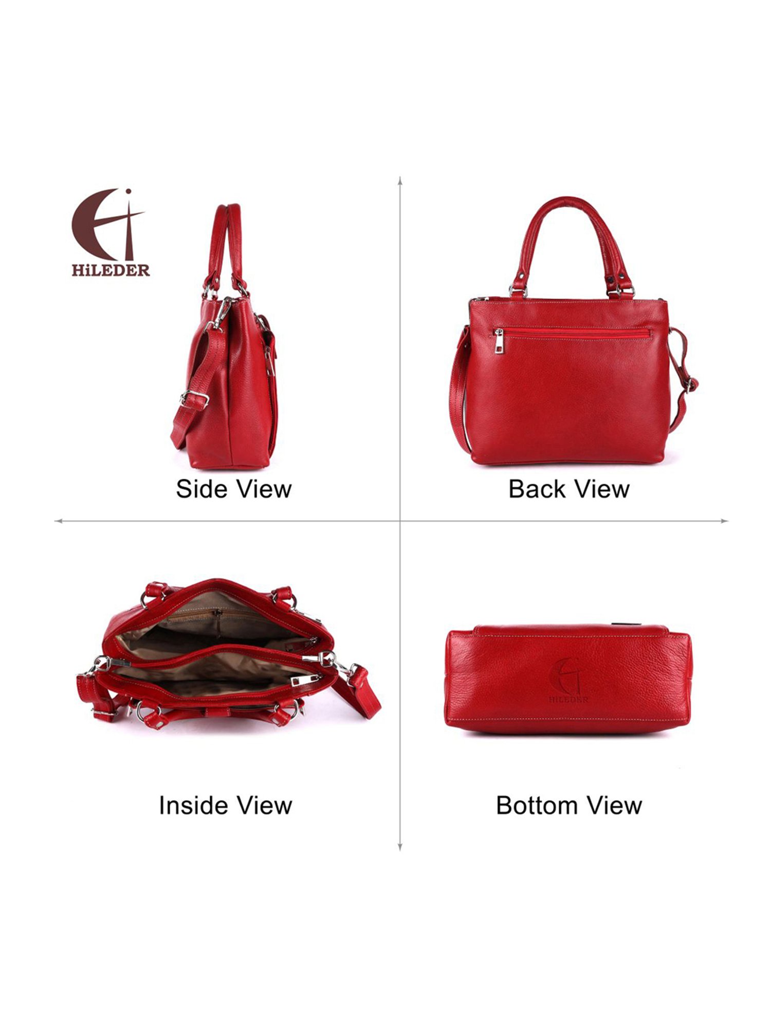 HiLEDER Red Solid Medium Handbag