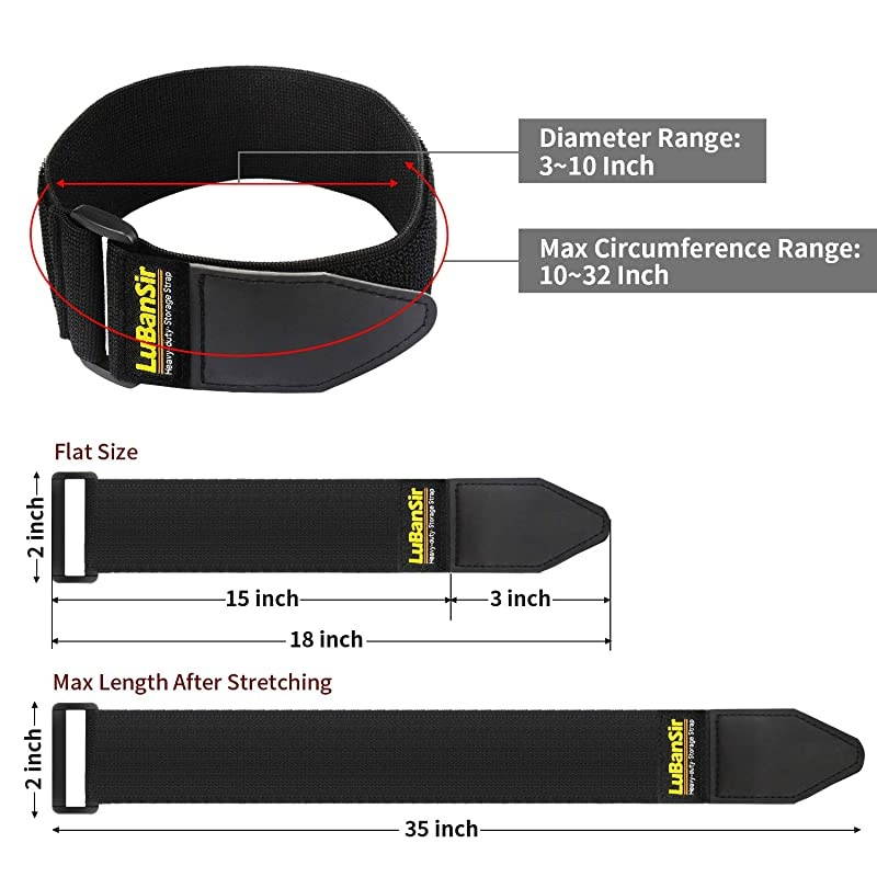 Cinch Straps 2 x 18 6 Pack Elastic Hook and Loop Storage Straps with Buckle for Bicycle Truck Boat and More for Extension Cords Ropes Hoses Organization Black
