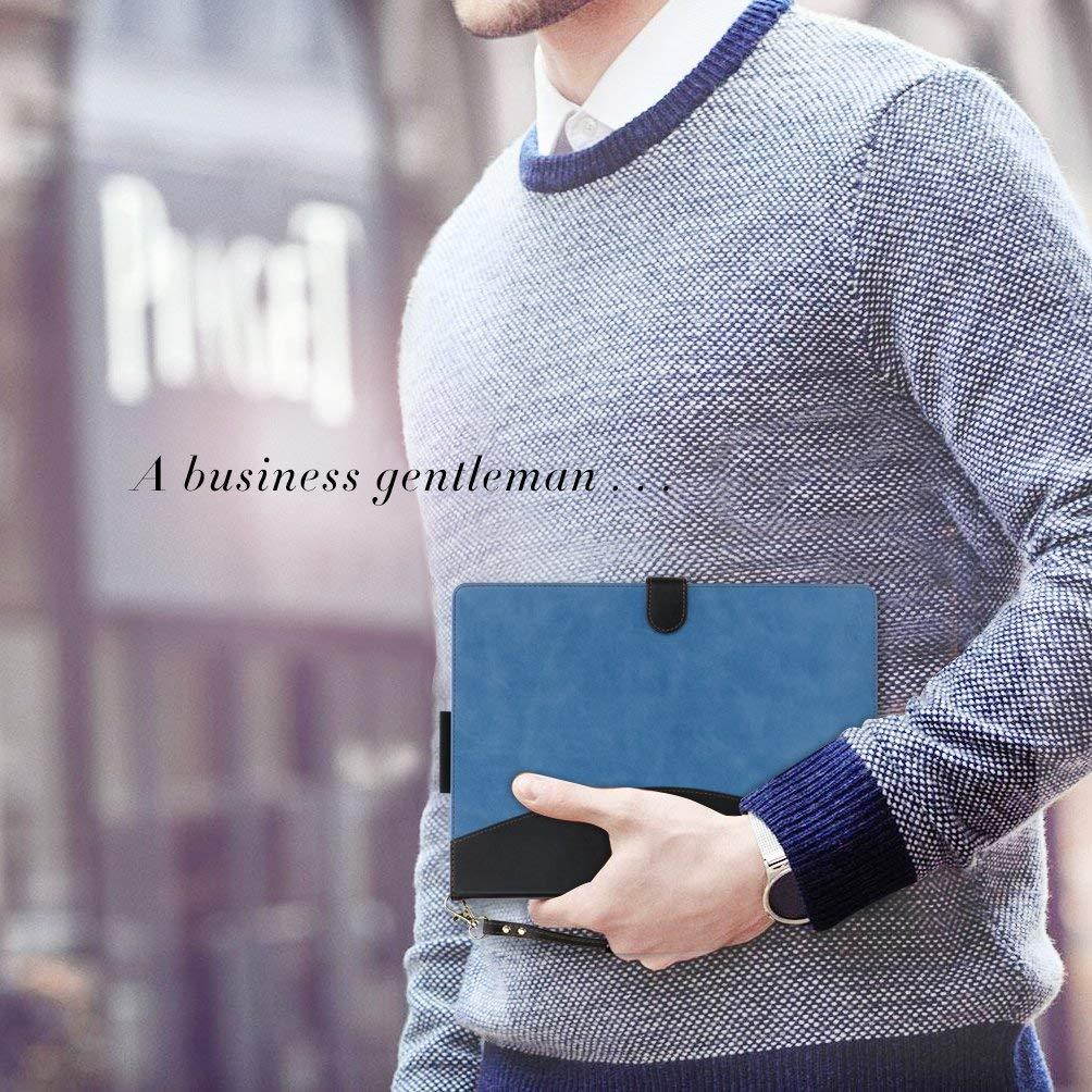 FYY Stand Folio Leather Case for iPad Pro 12.9 2017/2015 Cover for Apple iPad Pro 12.9" (Both 2017 and 2015) with Apple Pencil Holder, Auto Sleep Wake Function, Multiple Angles, Card Slots-Navy