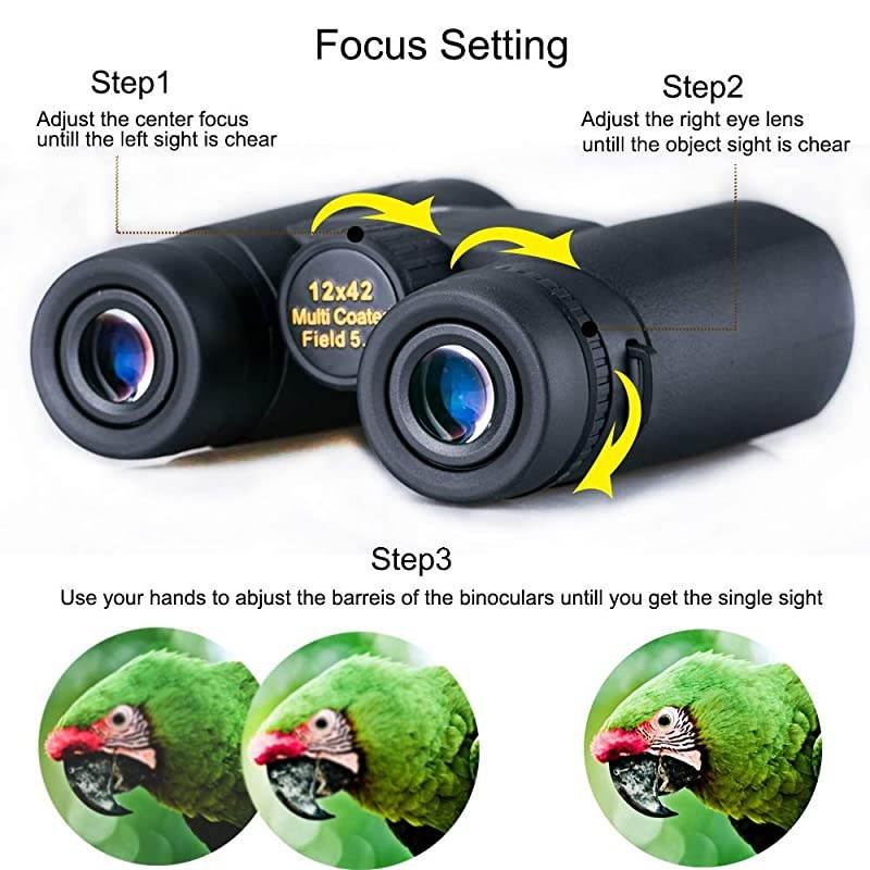 Professional Binoculars for Bird Watching with Clear Weak Light Night VisionEasy to Focus Compact Adults Binoculars for Birding Hunting and Travel with Phone Adapter and Bag
