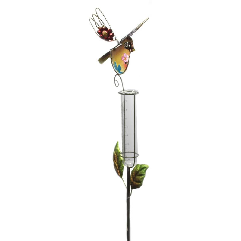 Home & Garden 39.5" Bird Rain Gauge Stake Orange Measure Liquid Yard Decor Regal Art & Gift  -  Decorative Garden Stakes