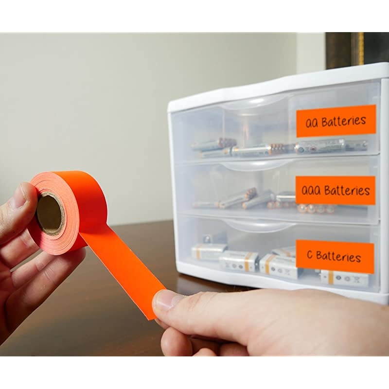 1 Inch Clean Remove Color-Code Tape, 500 Inch Roll, Fluorescent Red-Orange