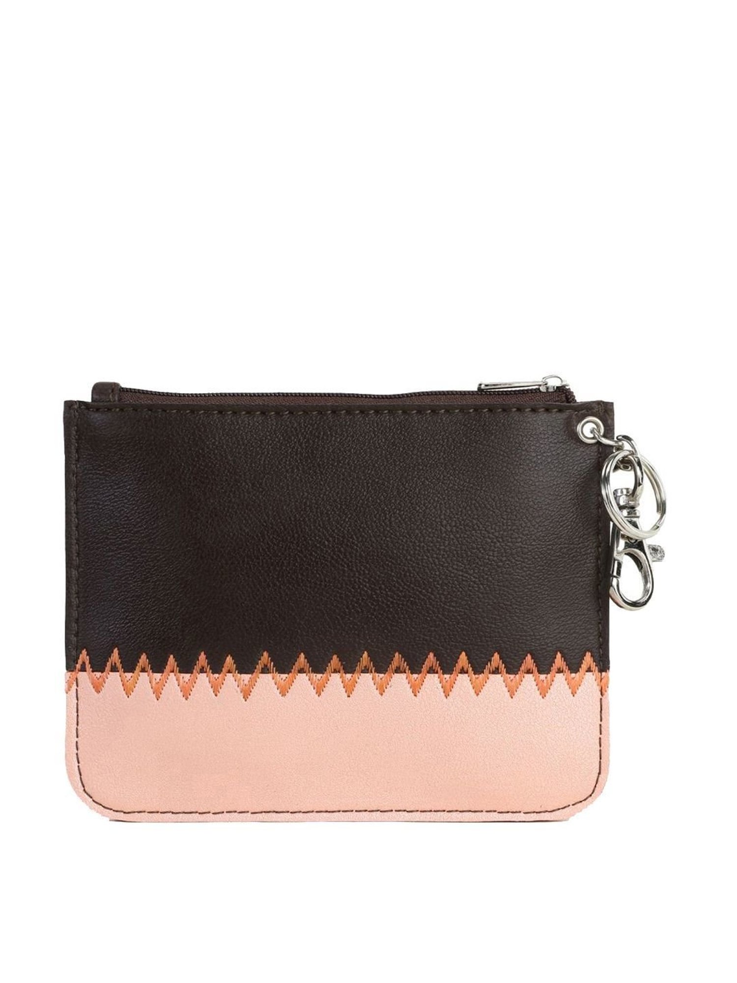 Spice Art Brown & Pink Embroidered Coin Pouch