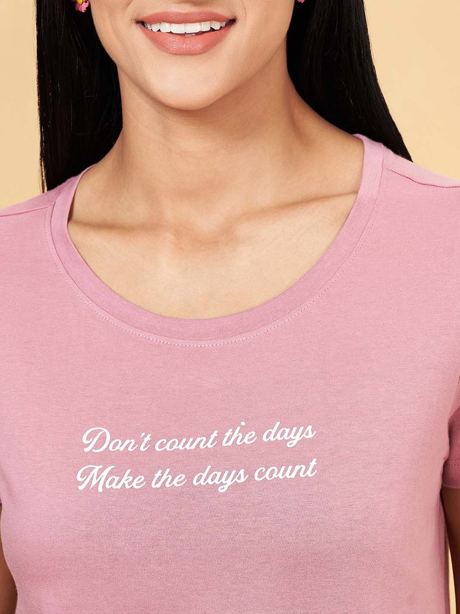 Honey by Pantaloons Pink Cotton Printed T-Shirt