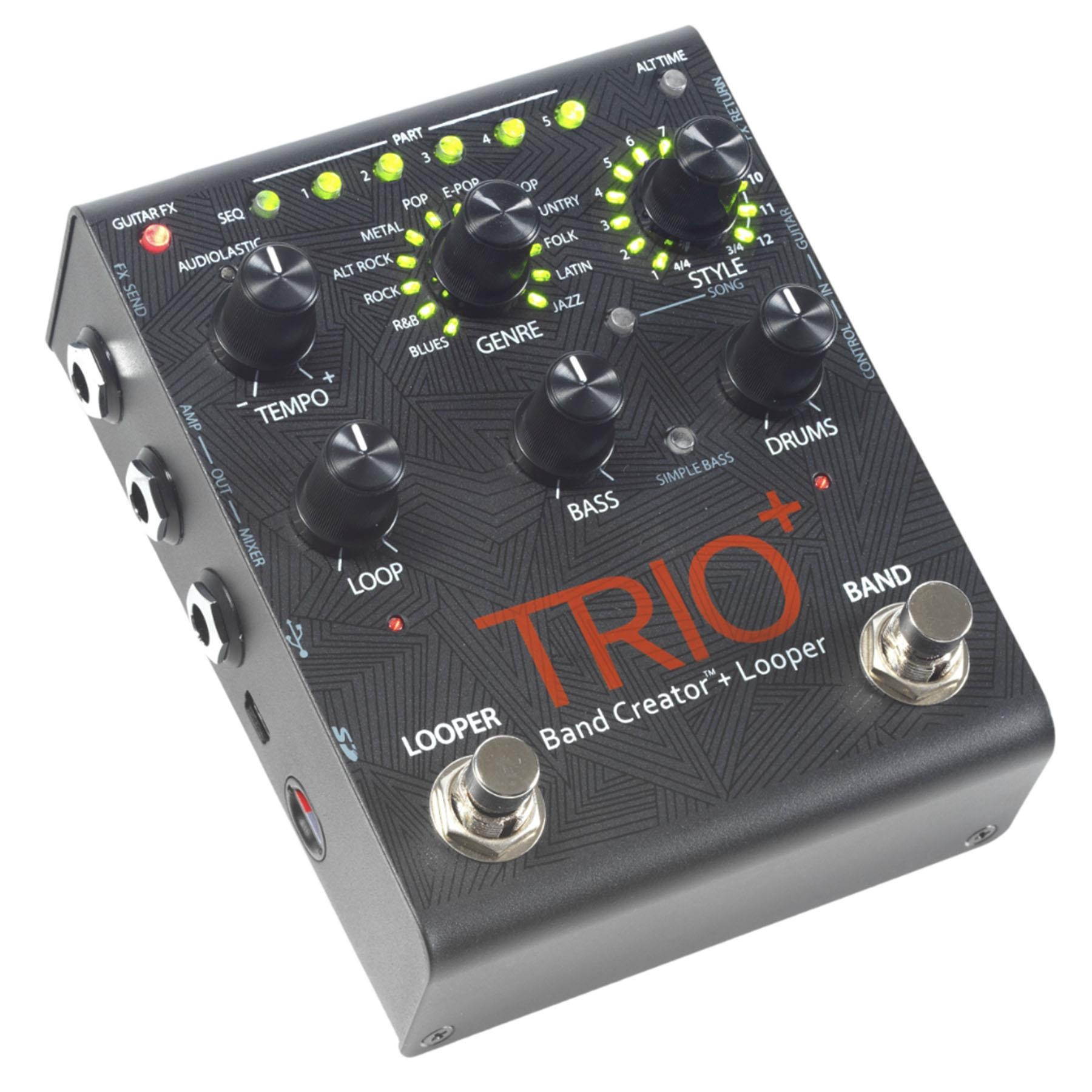 Digitech Trio+ Effect Pedal w/ 6 10-foot Hosa 1/4" TS Cables Bundle