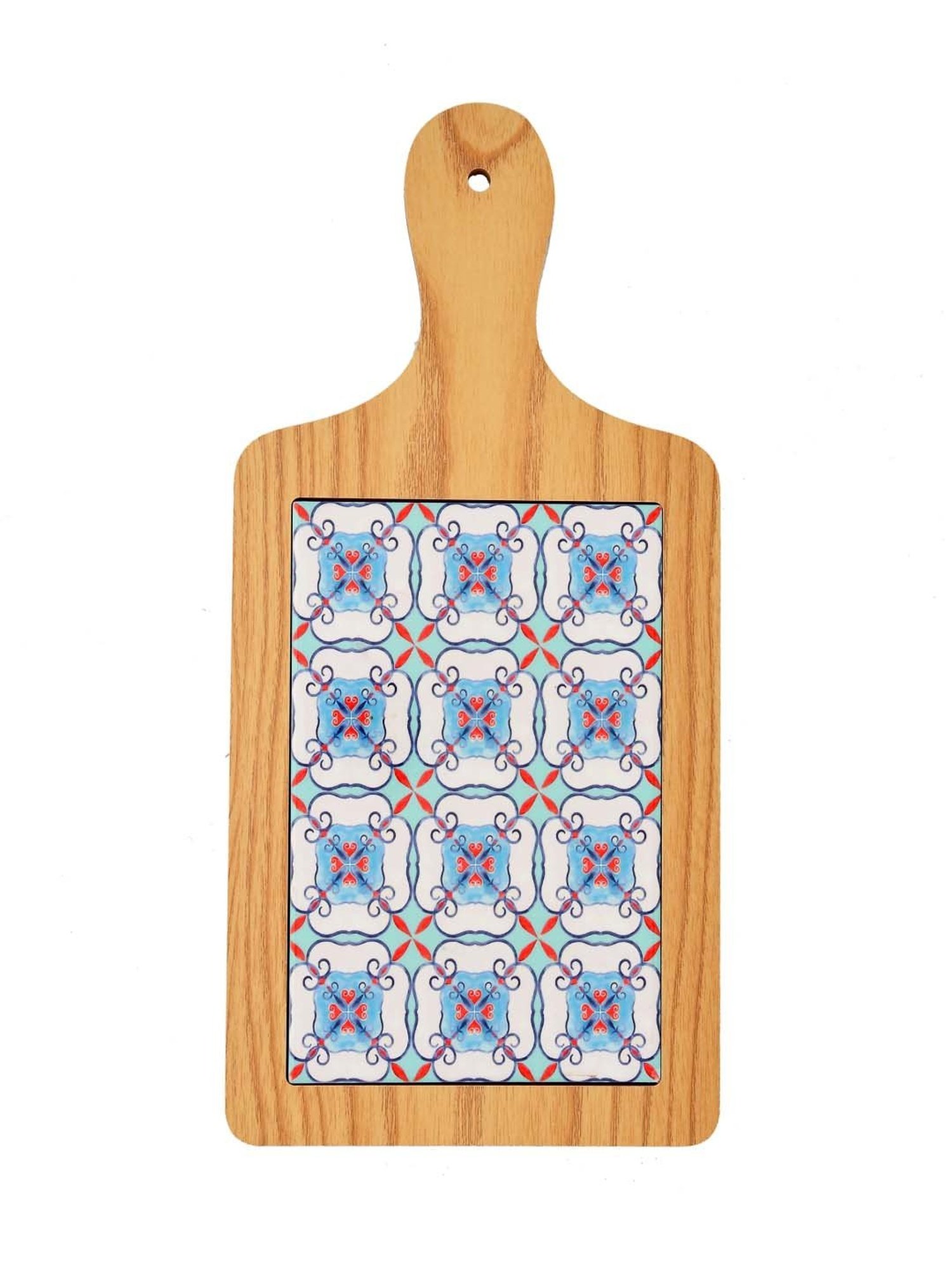 TAYHAA Blue & Brown Ceramic Serving Platter With Handle