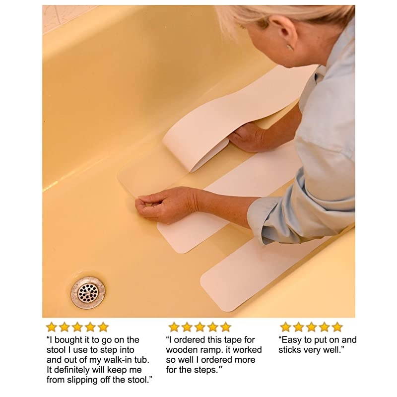 Slip Tape | Waterproof | Clear NonSlip Friction Tape | 15 Pack | Home Commercial Industrial Use | by Teegan Tapes