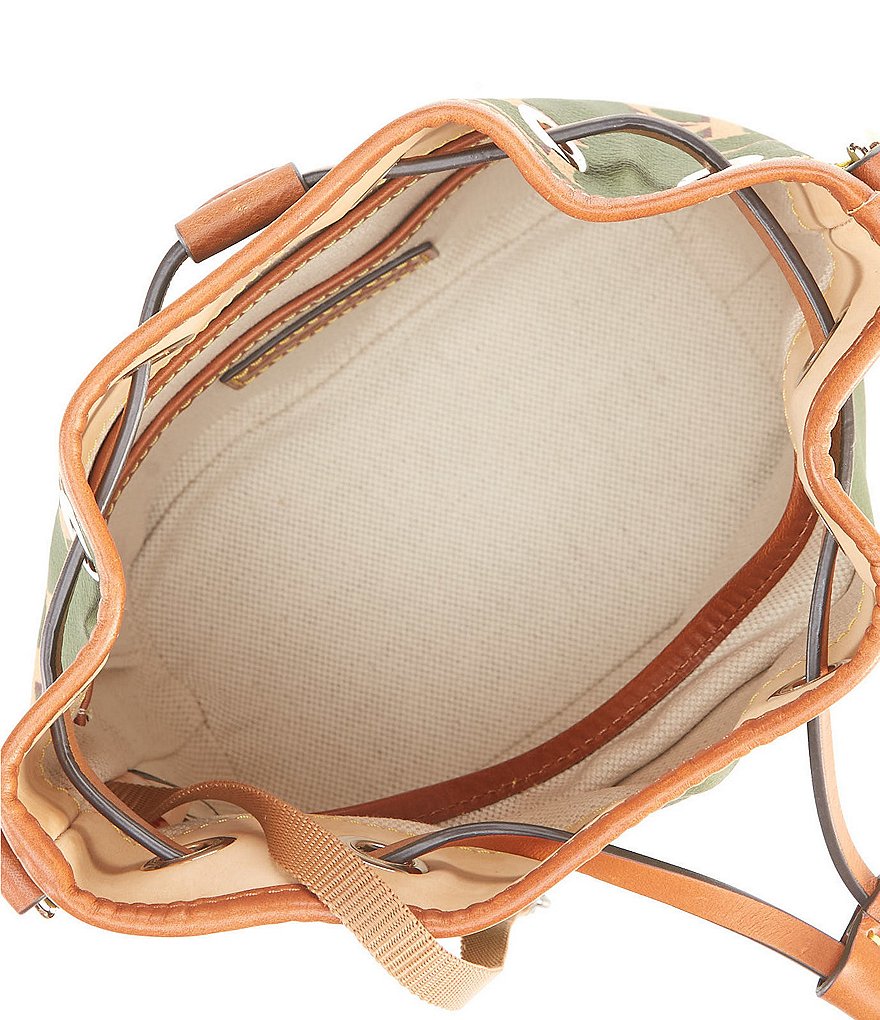 Dooney & Bourke Signature Monogrammed Collection Small Drawstring Bucket Bag