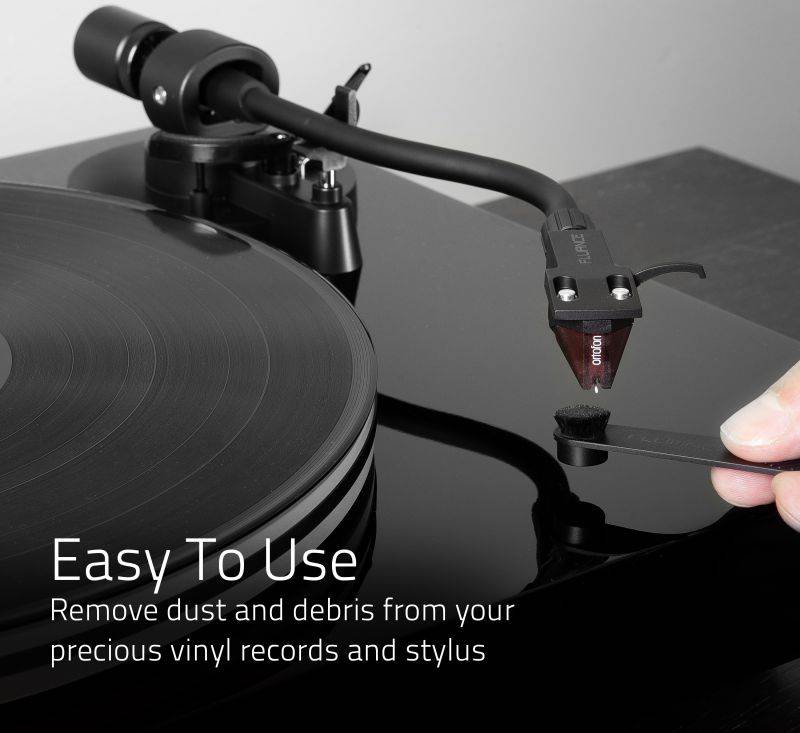 Fluance Vinyl Record & Stylus Cleaning Kit with 2-in-1 Anti-static Carbon Fiber & Soft Velvet LP Brush and Stylus Brush (VB52)