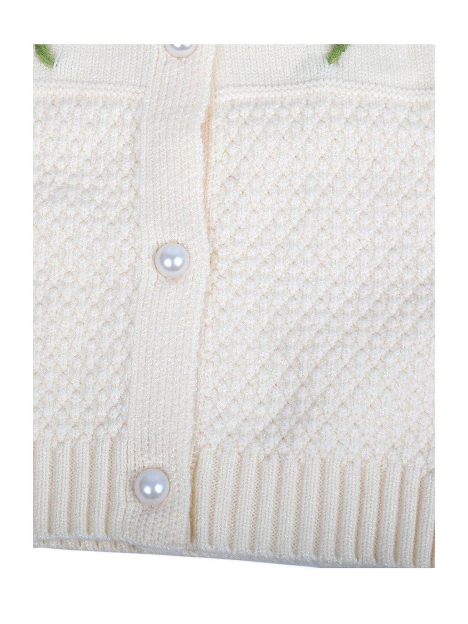 Baby Moo Kids Off-White Floral Print Full Sleeves Sweater