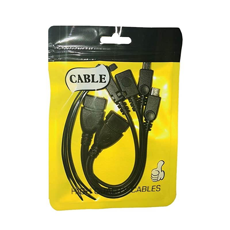 2in1 Micro USB to USB Adapter OTG Cable + Power Cable 2 Pack