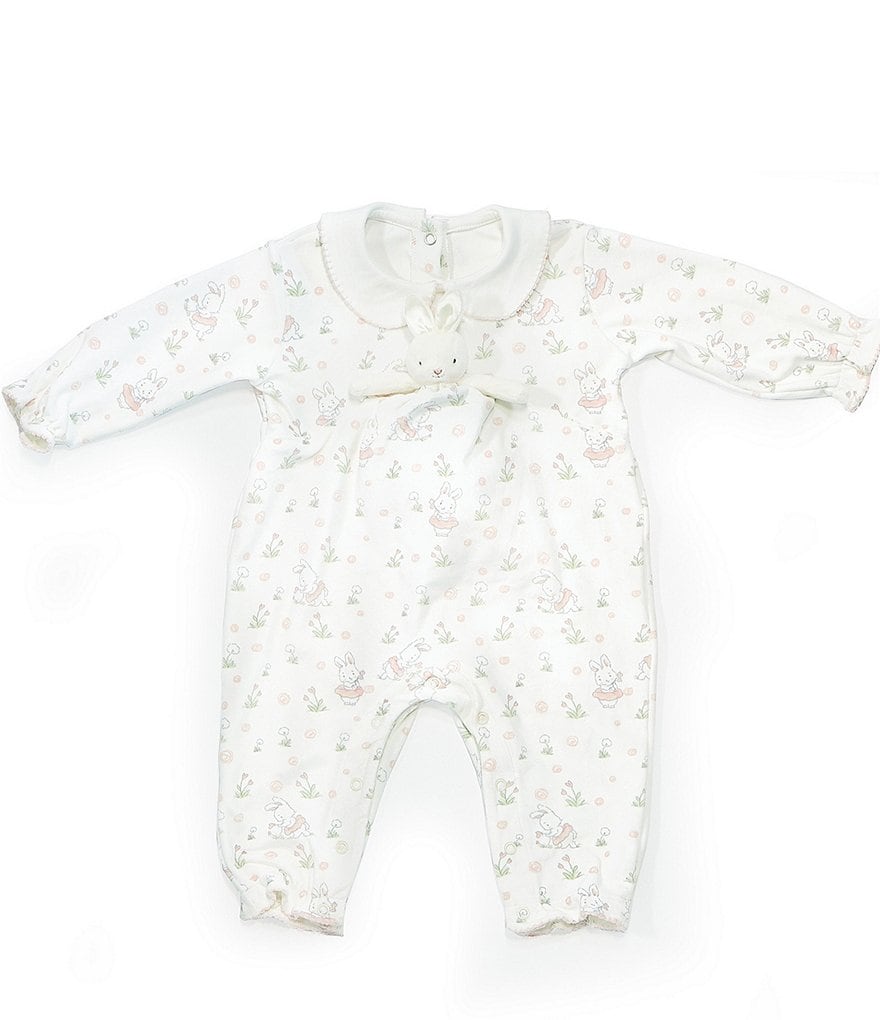 Bunnies By The Bay Baby Girls 6-12 Months Blossom Playsuit & Blossom Bunny Buddy Blanket Set