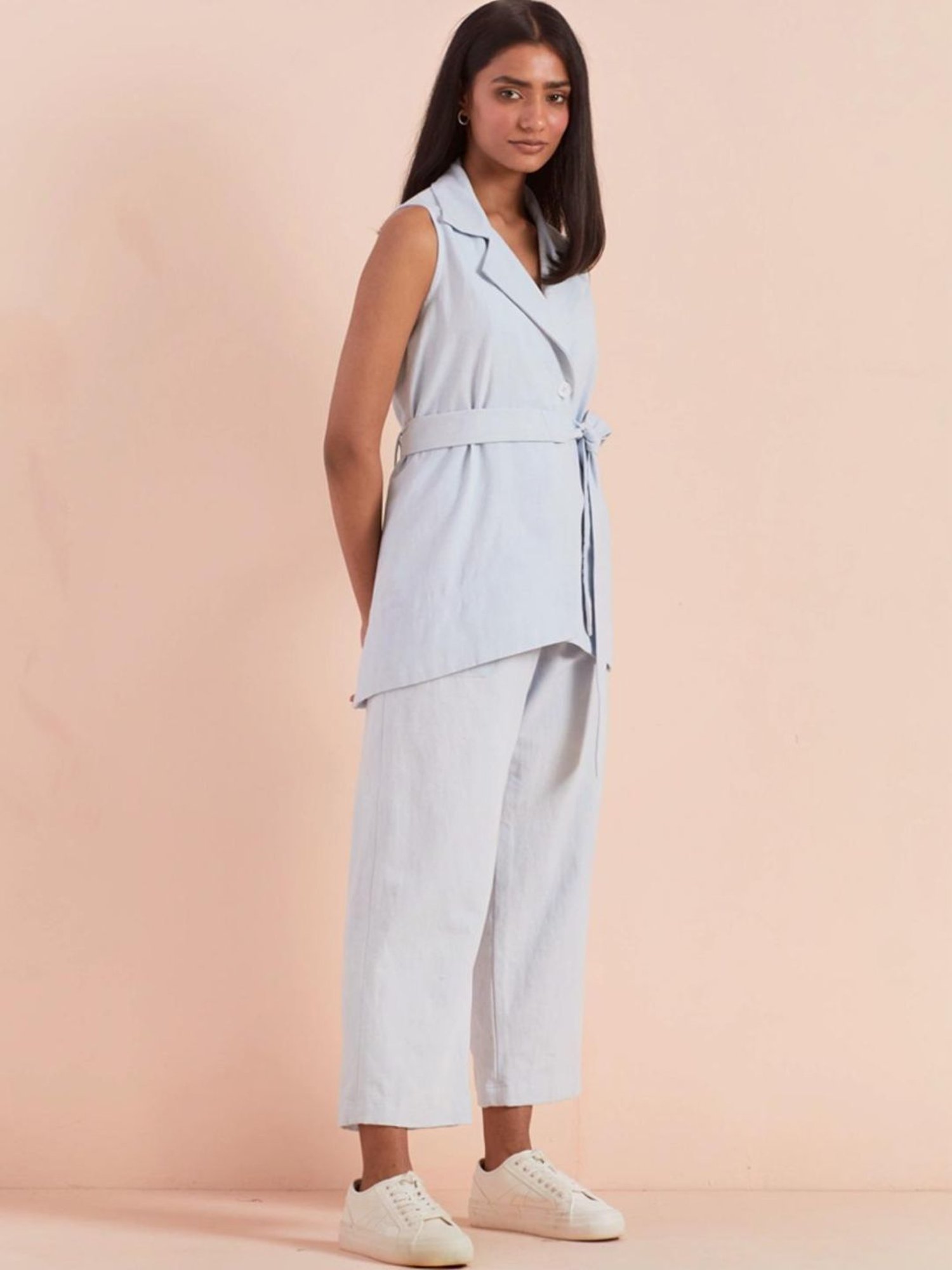 Priya Chaudhary Light Blue Yasha Twill Cotton Pant