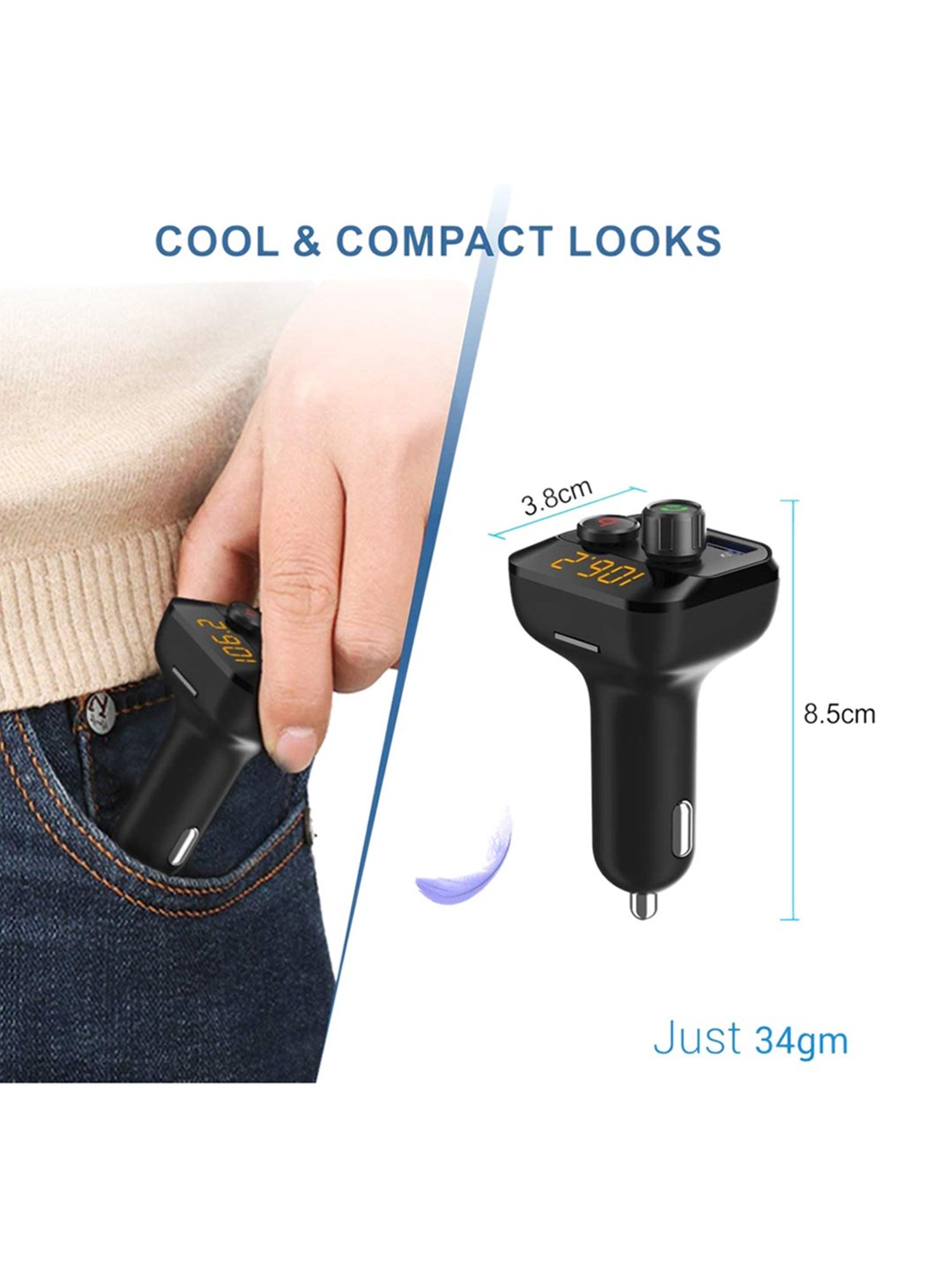 Portronics Auto 10 POR-320 3.4A Dual Port Car Charger (Black)