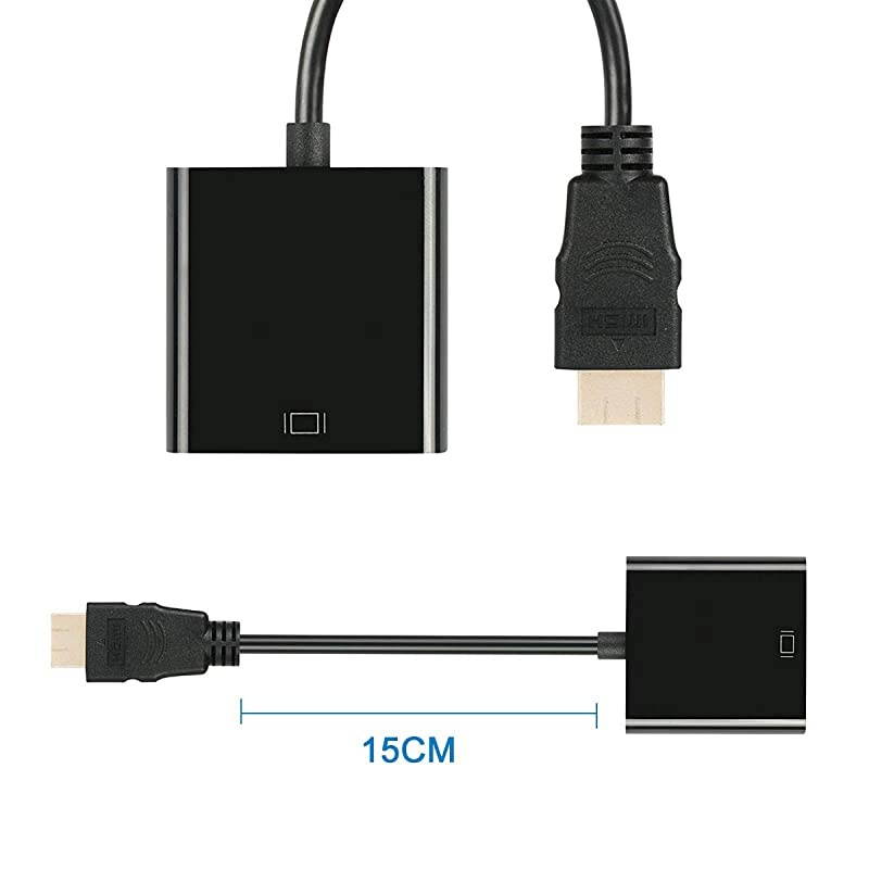HDMI to VGA Adapter Male to Female for Computer Desktop Laptop PC Monitor Projector HDTV Chromebook Raspberry Pi Roku Xbox and More Black 5
