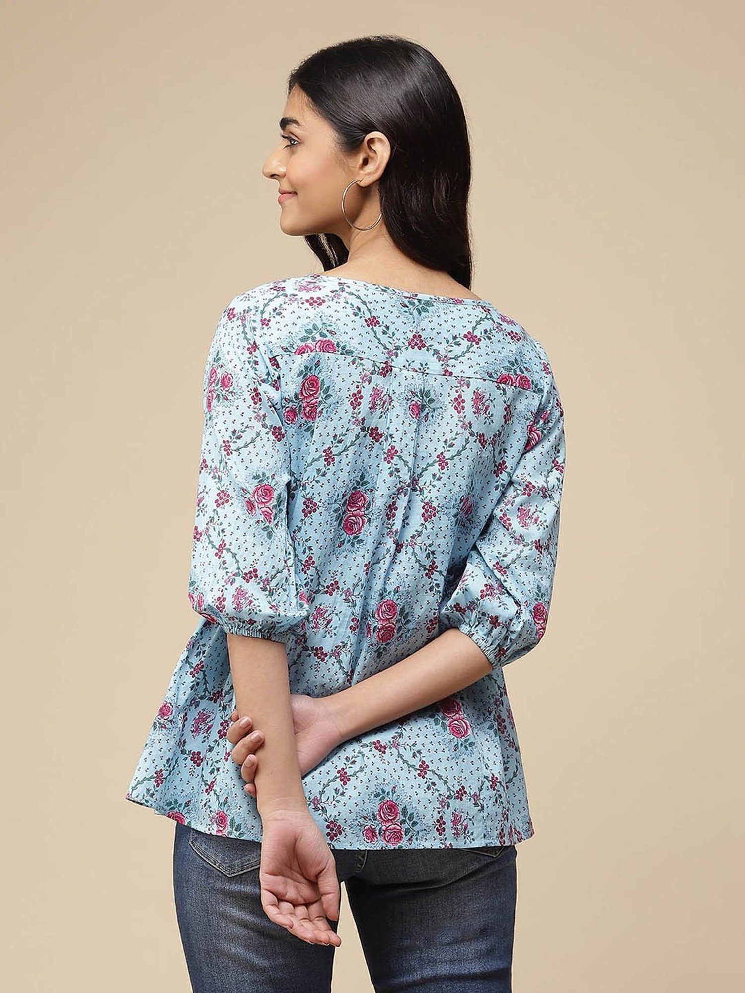 aarke Ritu Kumar Blue Printed Top