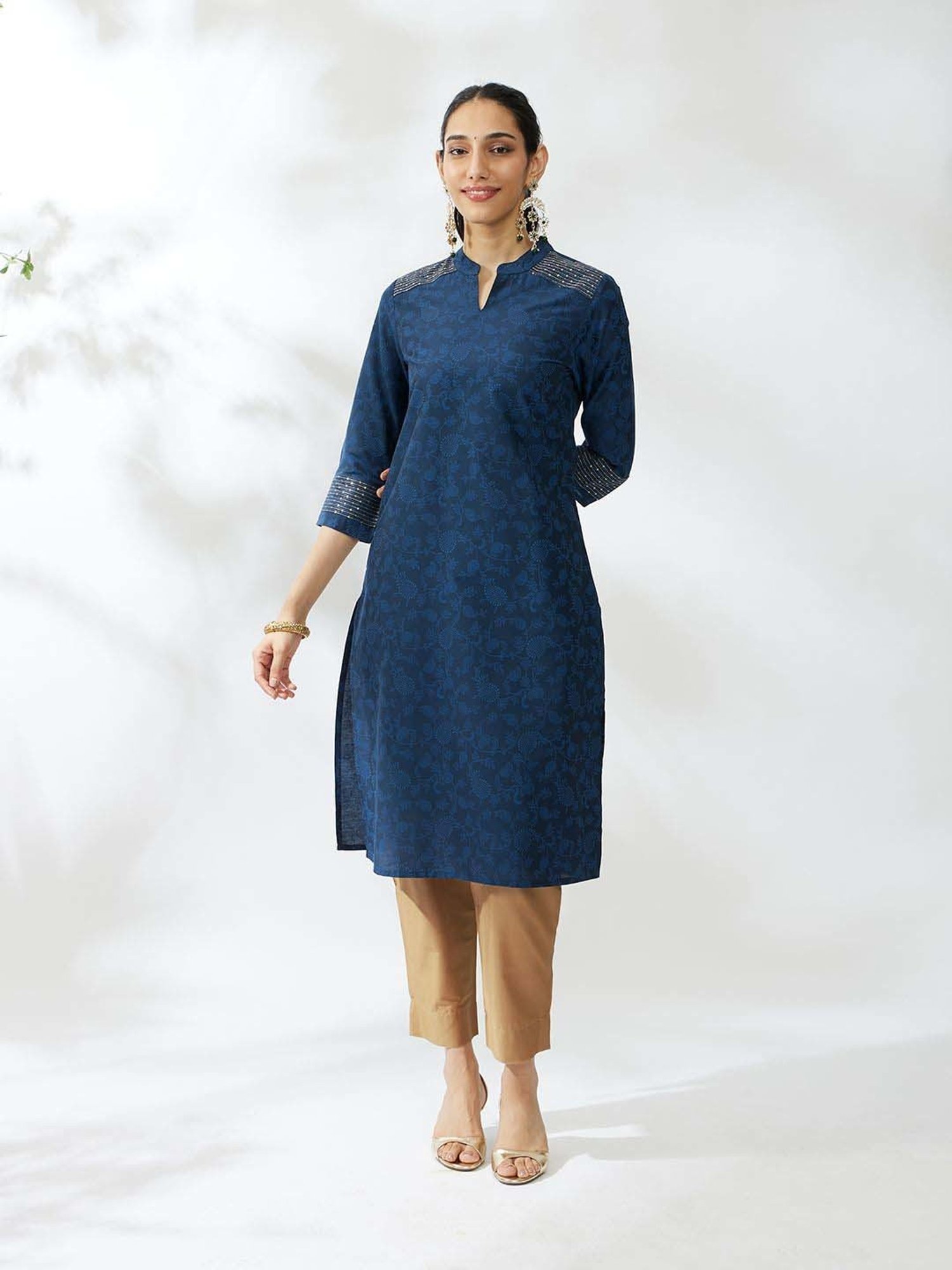 Daali Blue Printed Straight Kurta