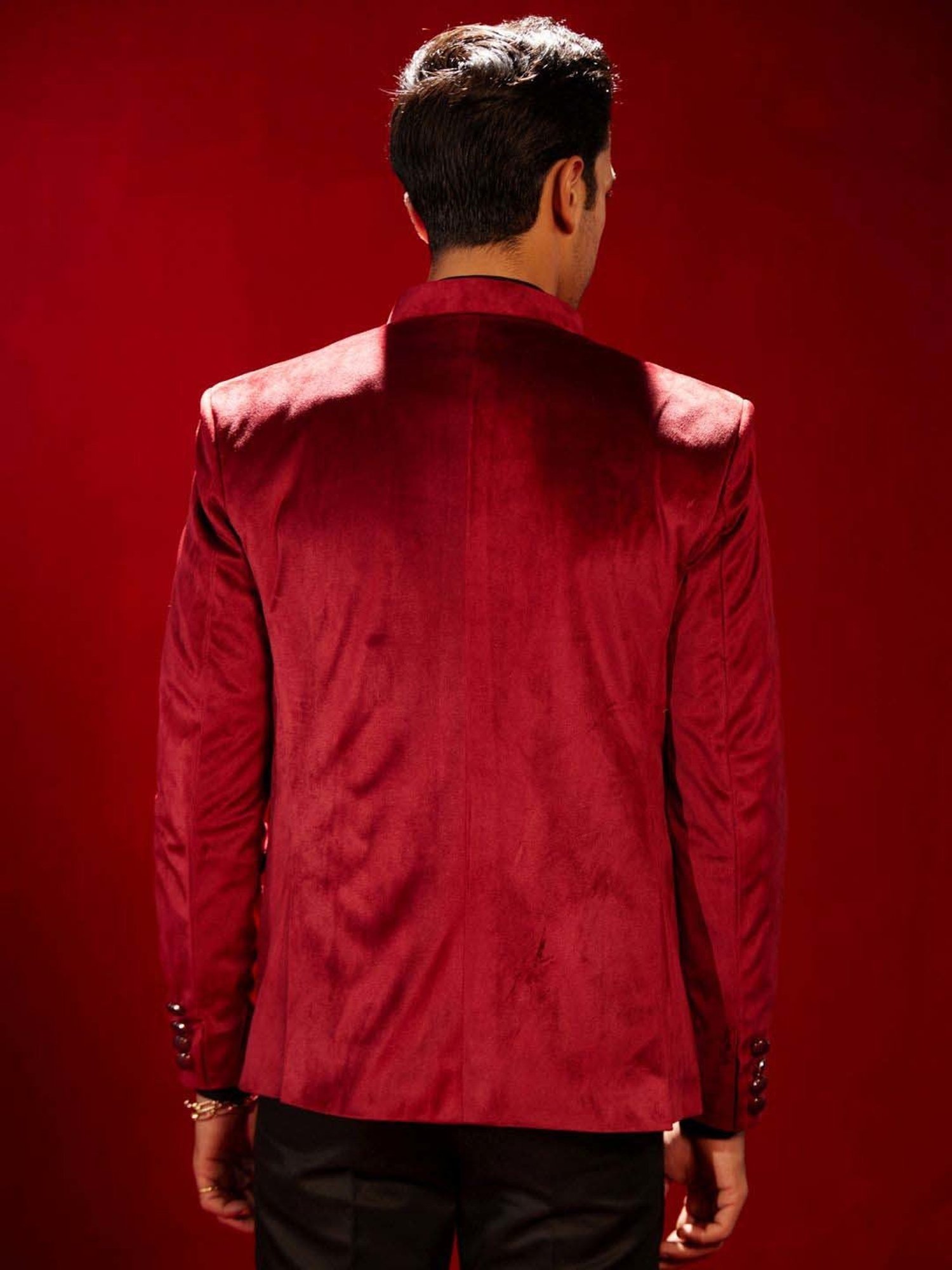 Vastramay Maroon Regular Fit Ethnic Blazer