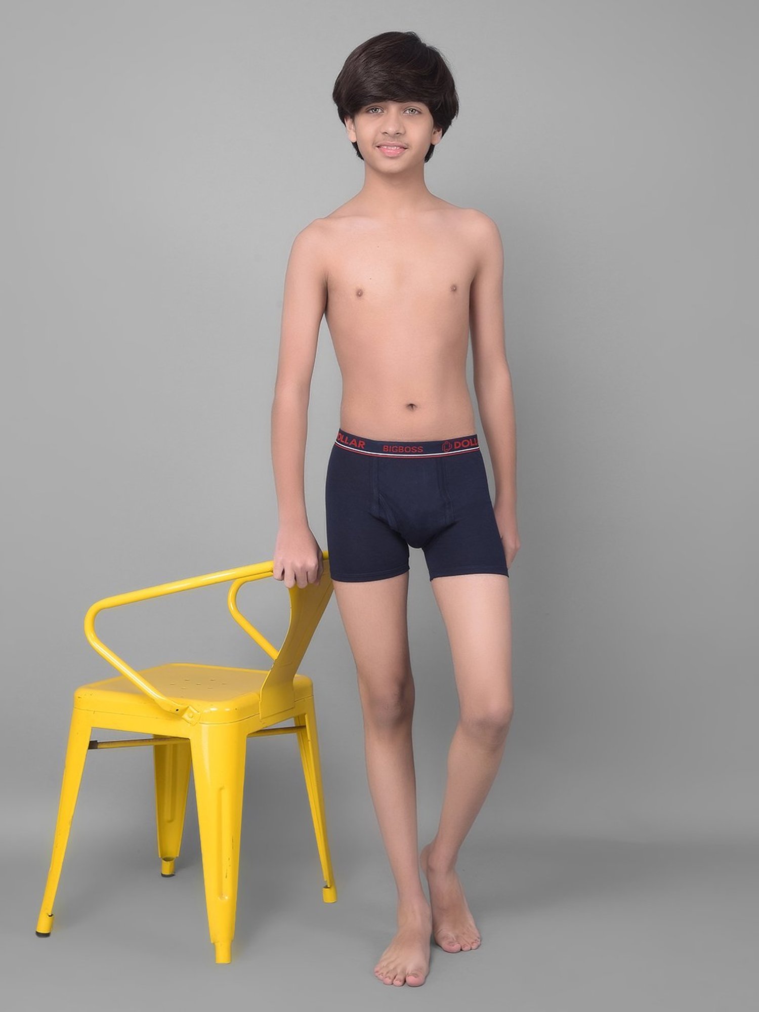 Dollar Bigboss Boys Multicolor Solid Trunks (Pack Of 3)