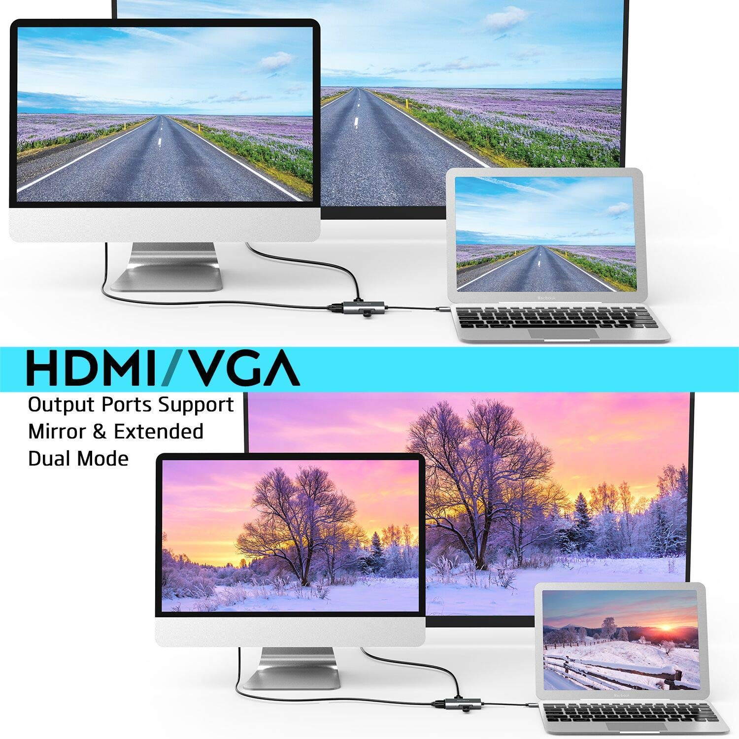 USB C to SD/MicroSD Card Reader, Nurbenn USB Type C[Thunderbolt 3] SD Adapter Compatible for MacBook Pro, MacBook,MacBook Air/iPad Pro 2018, Samsung Galaxy S10/S9/S8, Surface Book 2 and More - Gray