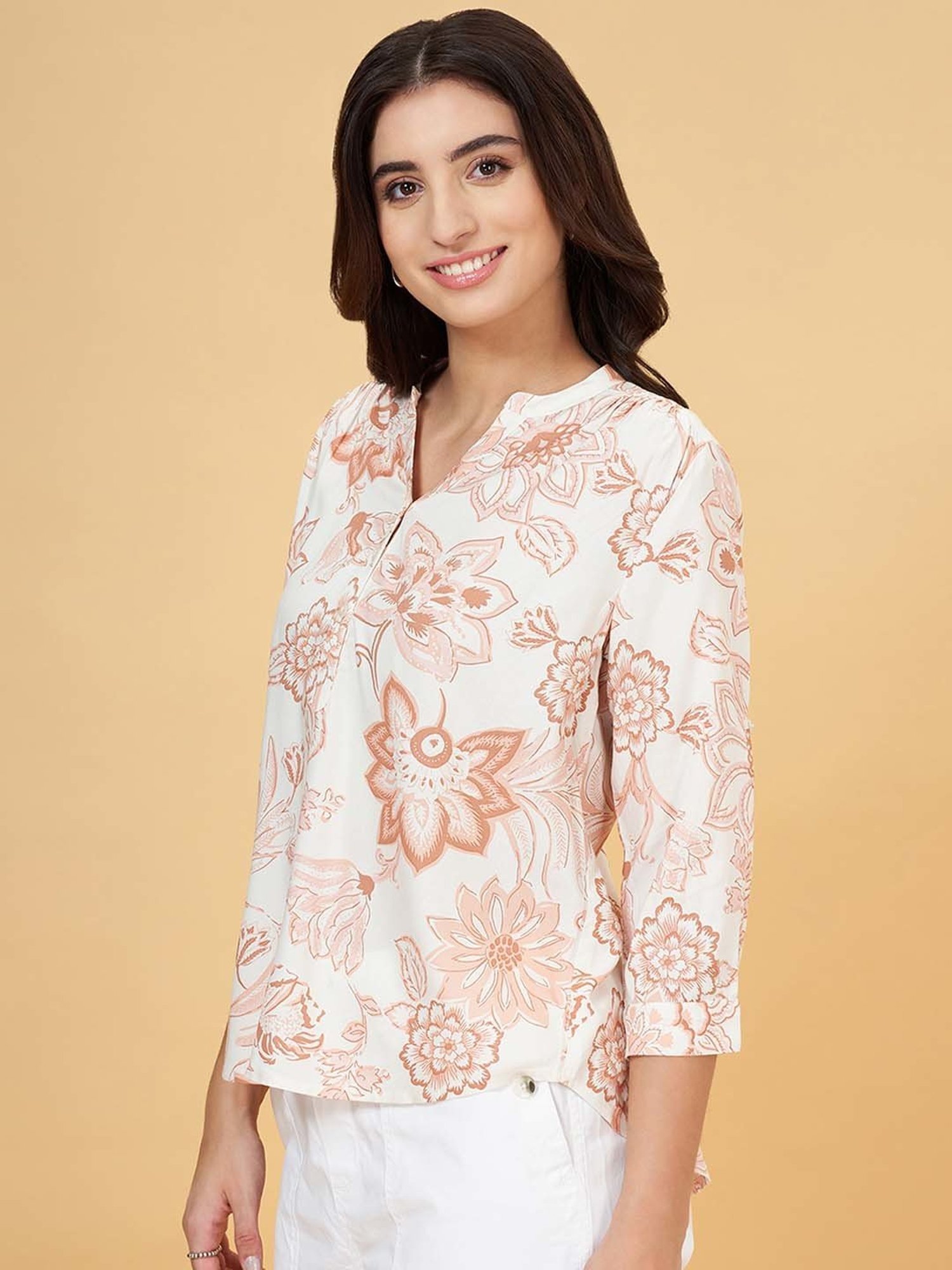 Honey by Pantaloons White Floral Print Top