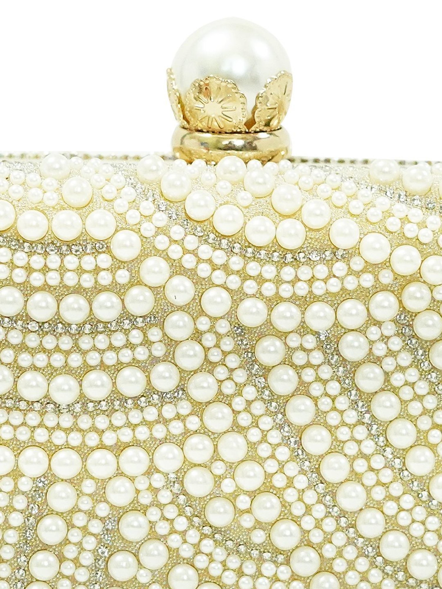 Horra Cream Embellished Clutch