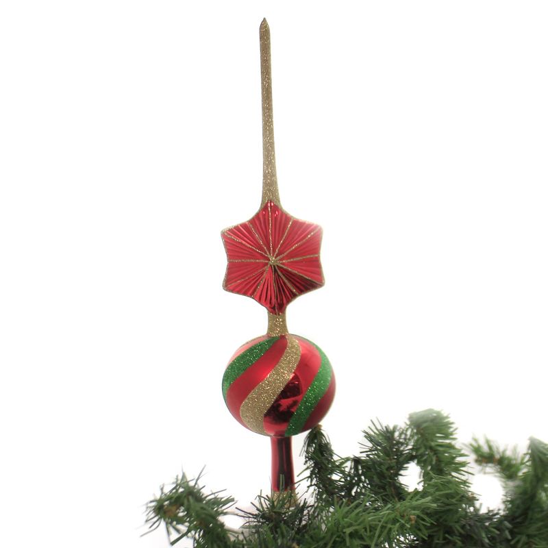 Christina's World 13.75" Red Finial With Star Tree Topper Retro  -  Tree Toppers